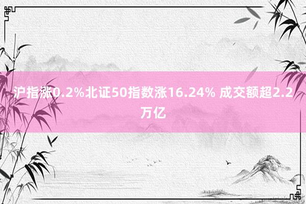 沪指涨0.2%北证50指数涨16.24% 成交额超2.2万亿