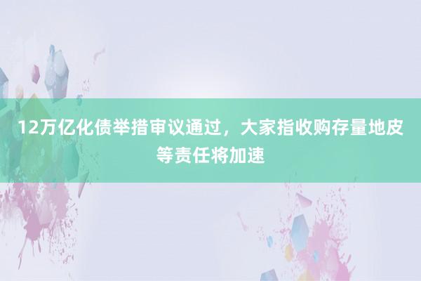12万亿化债举措审议通过，大家指收购存量地皮等责任将加速
