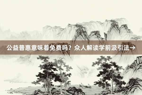 公益普惠意味着免费吗？众人解读学前汲引法→