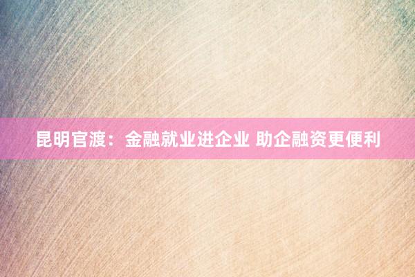 昆明官渡：金融就业进企业 助企融资更便利